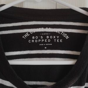 Aeropostale Boxy Cropped Tee Striped